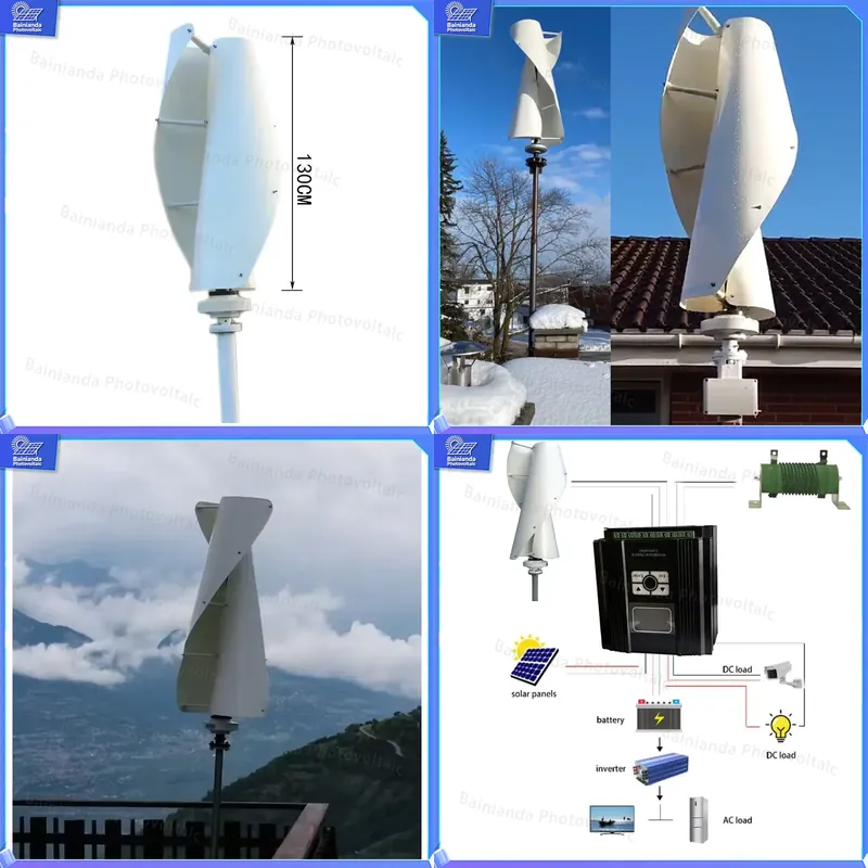 Renewable Energy Wind Solar - Aerogenerador de Eje Vertical de 600W,